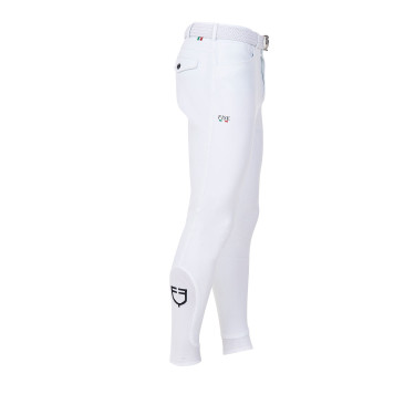 Pantalon d’équitation homme Equestro x FISE grip genoux Blanc