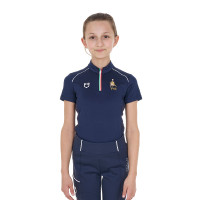 Uniseks kindertrainingspolo Equestro x FISE met korte mouwen Marineblazer Marineblauw Uniseks kindertrainingspolo Equestro x FISE met korte mouwen Marineblazer Marineblauw