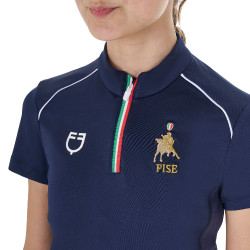 Polo d’entraînement Equestro x FISE manches courtes enfant unisexe Marine blazer Bleu marine