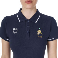 Dames trainingspolo Equestro x FISE met drie knopen, korte mouwen Marineblazer Marineblauw Dames trainingspolo Equestro x FISE met drie knopen, korte mouwen Marineblazer Marineblauw