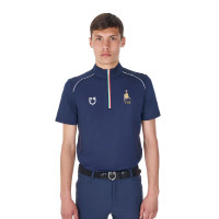 Polo d’entraînement homme Equestro x FISE avec zip drapeau italien manches courtes Marine blazer Bleu marine Polo d’entraînement homme Equestro x FISE avec zip drapeau italien manches courtes Marine blazer Bleu marine