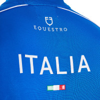 Heren trainingspolo Equestro x FISE met rits, Italiaanse vlag, korte mouwen Blauw van Savoye