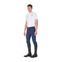 Polo d’entraînement homme Equestro x FISE trois boutons manches courtes Blanc Polo d’entraînement homme Equestro x FISE trois boutons manches courtes Blanc