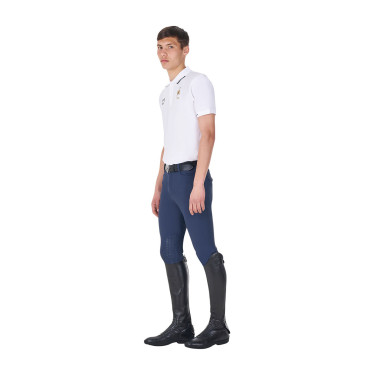 Polo d’entraînement homme Equestro x FISE trois boutons manches courtes Blanc Polo d’entraînement homme Equestro x FISE trois boutons manches courtes Blanc