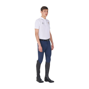 Polo d’entraînement homme Equestro x FISE trois boutons manches courtes Blanc Polo d’entraînement homme Equestro x FISE trois boutons manches courtes Blanc