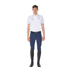 Polo d’entraînement homme Equestro x FISE trois boutons manches courtes Blanc Polo d’entraînement homme Equestro x FISE trois boutons manches courtes Blanc