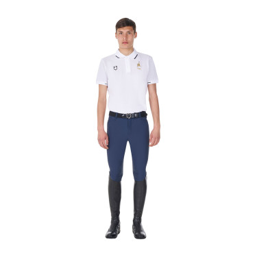 Polo d’entraînement homme Equestro x FISE trois boutons manches courtes Blanc Polo d’entraînement homme Equestro x FISE trois boutons manches courtes Blanc