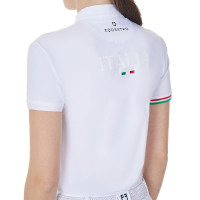 Polo de concours Equestro x FISE femme coupe slim manches courtes Blanc Polo de concours Equestro x FISE femme coupe slim manches courtes Blanc