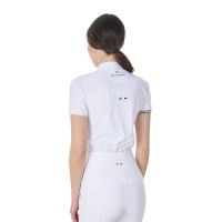 Wedstrijdpolo dames stretch Equestro x FISE korte mouwen Wit Wedstrijdpolo dames stretch Equestro x FISE korte mouwen Wit