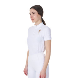 Polo de concours femme stretch Equestro x FISE manches courtes Blanc Polo de concours femme stretch Equestro x FISE manches courtes Blanc