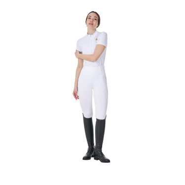 Polo de concours femme stretch Equestro x FISE manches courtes Blanc Polo de concours femme stretch Equestro x FISE manches courtes Blanc