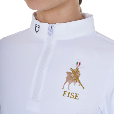Polo de concours fille manches longues Equestro x FISE Blanc