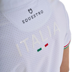 Meisjes wedstrijdpolo met rits Equestro x FISE met korte mouwen Wit