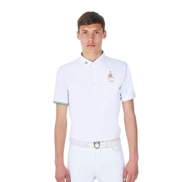 Polo de concours homme Equestro x FISE manches courtes Blanc Polo de concours homme Equestro x FISE manches courtes Blanc