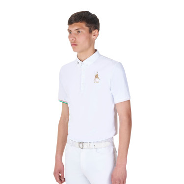 Polo de concours homme Equestro x FISE manches courtes Blanc Polo de concours homme Equestro x FISE manches courtes Blanc
