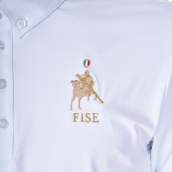 Polo de concours homme Equestro x FISE manches courtes Blanc Polo de concours homme Equestro x FISE manches courtes Blanc