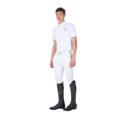 Polo de concours homme Equestro x FISE manches courtes Blanc Polo de concours homme Equestro x FISE manches courtes Blanc