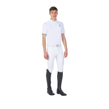 Polo de concours homme Equestro x FISE manches courtes Blanc Polo de concours homme Equestro x FISE manches courtes Blanc