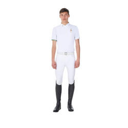 Polo de concours homme Equestro x FISE manches courtes Blanc Polo de concours homme Equestro x FISE manches courtes Blanc