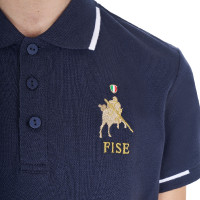 Unisex kinderpoloshirt Equestro x FISE van technische stof met korte mouwen Marineblazer Marineblauw