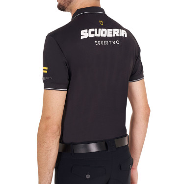 Polo homme Equestro Scuderia manches courtes Noir