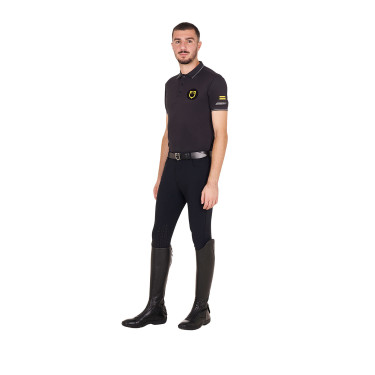 Polo homme Equestro Scuderia manches courtes Noir