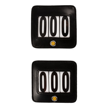 Wedstrijdbordje Equestro 3 cijfers 9×8 cm Zwart