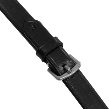 Rênes en caoutchouc Equestro grip en relief et finitions argentées Noir