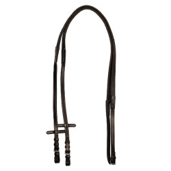 Rênes en caoutchouc Equestro grip en relief et finitions argentées Marron foncé Rênes en caoutchouc Equestro grip en relief et finitions argentées Marron foncé