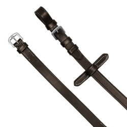 Equestro rubberen teugels met reliëf grip en zilverkleurige afwerkingen Donkerbruin Equestro rubberen teugels met reliëf grip en zilverkleurige afwerkingen Donkerbruin