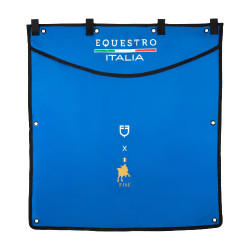 Tenture de box long Equestro x FISE avec logo brodé Bleu de savoie