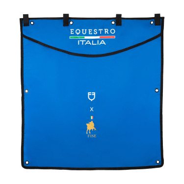 Tenture de box long Equestro x FISE avec logo brodé Bleu de savoie