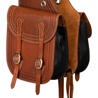 Sacoche Pool's Bisaccia Handtooled Huile foncé Marron Sacoche Pool's Bisaccia Handtooled Huile foncé Marron