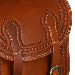 Sacoche Pool's Bisaccia Handtooled Huile foncé Marron Sacoche Pool's Bisaccia Handtooled Huile foncé Marron