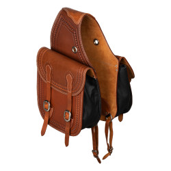 Zadeltas Pool’s Bisaccia Handtooled Donkere olie Bruin