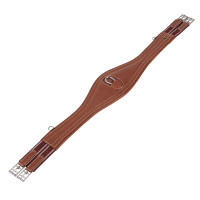 Sangle de saut en cuir Equestro avec élastiques Cognac Marron