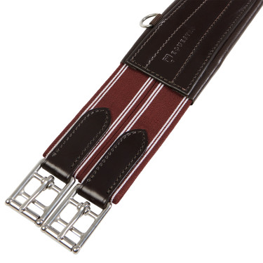 Sangle de saut en cuir Equestro avec élastiques Marron foncé