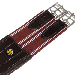 Sangle de saut en cuir Equestro avec élastiques Marron foncé