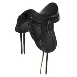 Selle de dressage monoflap Equestro en cuir Noir Selle de dressage monoflap Equestro en cuir Noir