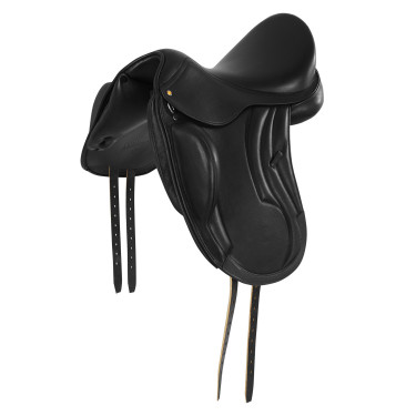 Selle de dressage monoflap Equestro en cuir Noir Selle de dressage monoflap Equestro en cuir Noir