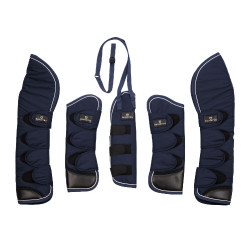 Set transportbeschermers en staartbeschermer Equestro met rubberen patch Marine Marineblauw