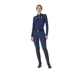 Damesbasislaag voor training Equestro x FISE Marineblazer Marineblauw