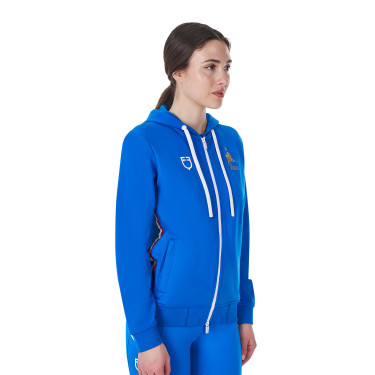 Sweat à capuche femme Equestro x FISE Bleu de savoie