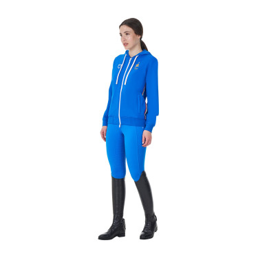 Sweat à capuche femme Equestro x FISE Bleu de savoie