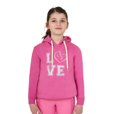 Sweat à capuche fille Equestro Winter Love Rose château Sweat à capuche fille Equestro Winter Love Rose château