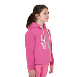 Sweat à capuche fille Equestro Winter Love Rose château Sweat à capuche fille Equestro Winter Love Rose château
