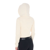 Dames-sweater Equestro cropped hoodie Antiek wit Beige Dames-sweater Equestro cropped hoodie Antiek wit Beige