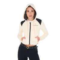 Sweat femme Equestro crop top à capuche Blanc antique Beige Sweat femme Equestro crop top à capuche Blanc antique Beige