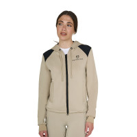 Dames-sweater Equestro cropped hoodie Oxfordbruin Roze