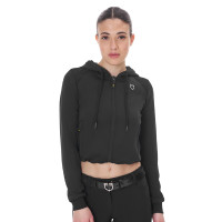 Sweat femme Equestro crop top à capuche Noir